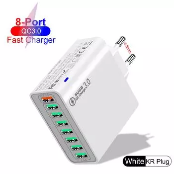 8 в 1 65 Вт USB EU/US/UK/KR Plug зарядное устройство быстрая зарядка телефона зарядное устройство сетевой адаптер для iPhone Samsung Xiaomi Multi Port KR White