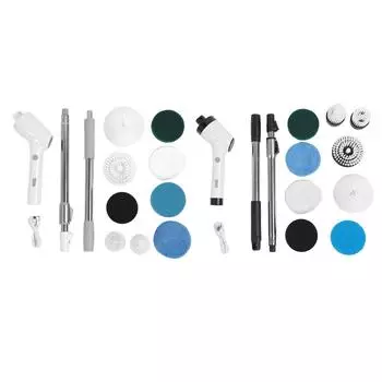 8 в 1 электрическая очищающая щетка ручная длинная ручка 25 Вт зарядка беспроводной скруббер для душа для ванны T White