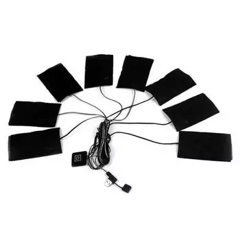 8 в 1 электрическая Usb-куртка, одежда, грелка, зимний жилет, грелка, волоконный нагреватель, водонепроницаемый чёрный