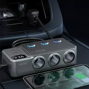 8 в 1 автомобильное зарядное устройство для телефона, разветвитель прикуривателя Type-C QC3.0 PD розетка 35 Вт Dual USB 12 В 24 В розетка со светодиодным индикатором напряжения