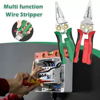 8 в 1 Электрический кабельный резак Нескользящий кабельный зажим Высококачественные клещи для обжима проводов Намотка зелёный