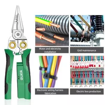 8-в-1 клещи для зачистки проводов с функцией измерения электричества, работающие от батареи, компактные портативные клещи для зачистки проводов, кабель