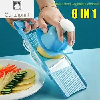 8 в 1 машина для измельчения картофеля, измельчитель для нарезки овощей, домашняя кухня, многофункциональный скребок для редиса, грубый строгальный станок 8 IN 1 зелёный