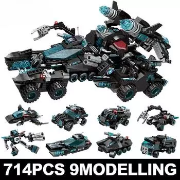 8 в 1 полицейский участок командный грузовик модель строительные блоки городской вертолет кирпичи комплект развивающие игрушки для детей