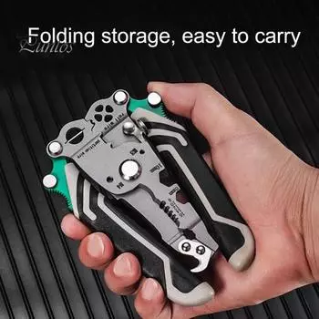 8-в-1 складной инструмент для зачистки проводов, многофункциональные клещи для зачистки проводов, щипцы для обжима, эргономичная ручка, портативные электрические клещи для резки кабеля чёрный