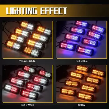8-в-1 светодиодный светильник для гриля автомобиля, стробоскоп, красный, синий, аварийный, умный, с дистанционным управлением, для автомобиля, грузовика, прицепа, фургона, проблесковый маячок, решетка безопасности 12 В 24 В