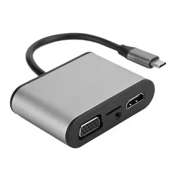 8 в 1 USB C Hub Серый Многофункциональный Расширение Док-станция Тип C для HDMiVGaPD Разъем(Серый ) серый