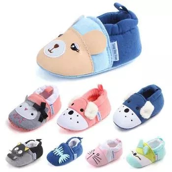 8 видов стилей, первые ходоки для маленьких мальчиков и девочек, мягкая хлопковая обувь с милым животным принтом, детская нескользящая обувь для малышей 3-11 месяцев 11 серый/чёрный