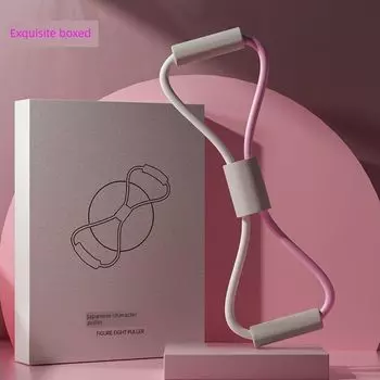 8-Word Elastic Device Women s Open Back Fitness Resistance Elastic Band Chest Stretch Yoga Tension Strap Men s Hip Training Handy Gadget Pink and White