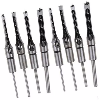 8 врезных квадратных сверл для обработки дерева 1/4, 5/16, 0,31, 3/8, 0,39, 0,47, 0,63 дюйма с просверленными отверстиями