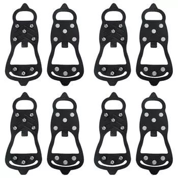 8 зубцов для ледовых кошек, нескользящие шипы для ходьбы по льду для женщин и мужчин (Черный 36-43)