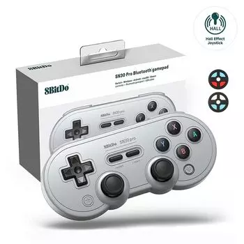 8Bitdo SN30 Pro беспроводной Bluetooth-контроллер с джойстиком, вибрацией, кабелем, геймпадом, совместимым с Mac, Steam Gray Edition, USB-C-переключателем,