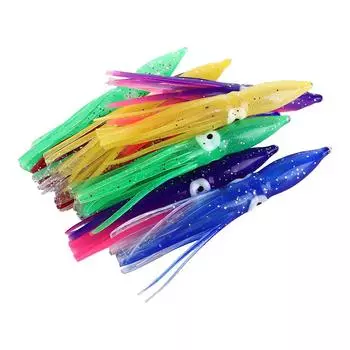 8CM Squid Skirts Lure PVC Fishing Squid Bait 10PCS/lLot Artificial Bait Sailfish Random Colour