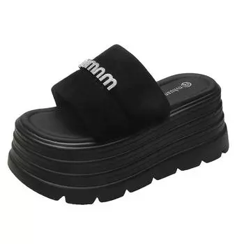 8CM Summer Beach Sandals New 2025 Women Wedge Heels Slippers Ladies High Platform Chunky Slides Woman Outdoor Casual Flip Flop 34