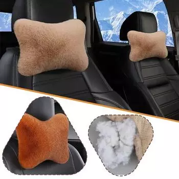 8colors Winter Car Seat Neck Rest Plush Car Head Rest Cushion Comfort Warm Plush Waist Rest Support Pillow Accessories Wais I5S8 белый