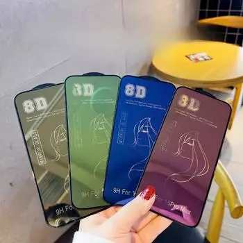 8D Зеркальное закаленное стекло для Apple IPhone 14 13 12 11 Pro Max Plus Mini X XS Max XR Защитная пленка для экрана с полным покрытием iphone 14 золотой