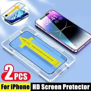 8K 2 шт. полное покрытие закаленное стекло для iPhone 15 14 13 12 11 Pro Max XS X 15 Plus Защитная пленка для экрана с монтажной крышкой для выравнивания iphone 11 чистый
