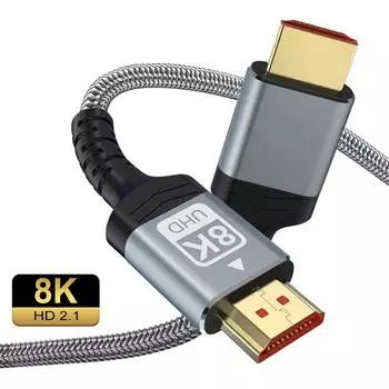 8K 4K HDMI-кабель 48 Гбит/с, плетеный шнур-4K@120 Гц 8K@60 Гц, DTS:X, HDCP 2.2 и 2.3,HDR 10 Совместимость с Roku TV/PS5/HDTV/Blu-ray 0.5m