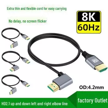 «8K/60 Гц 4K/120 Гц HDMI 2.1 кабель с гибкими угловыми соединителями для мониторов» 0.5 meter