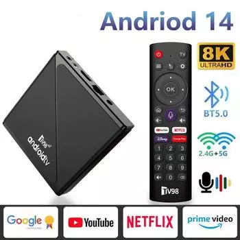 8K Android 14.0 TV Box Set Allwinner H313 2.4G 5G Dual WiFi Bluetooth 5.0 Media Player Поддержка Smart Voice Control Пульт дистанционного управления Top Box