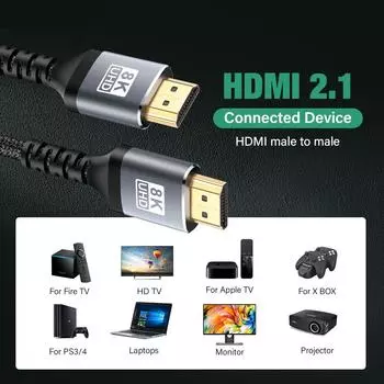 8K HDMI кабель 4K@120Hz 8K@60Hz HDMI 2.1 кабель 48Gbps адаптер для RTX 3080 eARC HDR видеокабель ПК ноутбук ТВ приставка PS5 1M 3M 5M 7M 1m серый