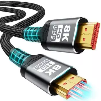 8K HDMI-кабель Сверхскоростные кабели в оплетке 48 Гбит/с (8K@60Гц 7680x4320, 4K@120Гц) Поддерживает Dynamic Dolby Atmos, совместим с Roku TV/PS5/HDTV 0.5m