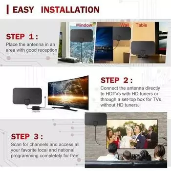 8K Внутренняя 3000 миль Цифровая HDTV антенна ТВ антенна с усилителем DVB T2 ISDBT Спутниковая антенна Приемник сигнала чёрный