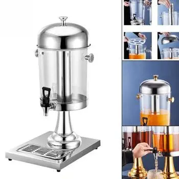 8L Large Capacity Beverage Barrel Dispenser Kitchen Water Pitcher Sealed Bottles Removable Stainless Steel Ice-holding Cylinder