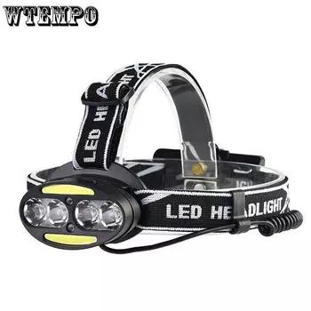 8LED USB Charging T6 Strong Light Head Lamp 4T6+COB+2Red LED HeadLamp Flashlight Torch Lanterna Head Light for Camping Search 2504-A8LED
