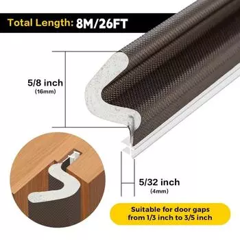 8m Door Weather Stripping Seal,Window Kerf Soundproof Strip V-Shaped Q Foam Weather Stripping Door Frame for Card Slot Large Gap V Shape&8M чёрный