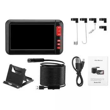 8MM 4.3-дюймовый экран промышленная эндоскопическая камера HD1080P монитор автомобильный инспекционный бороскоп объектив 8 светодиодов водонепроницаемый USB-кабель чёрный