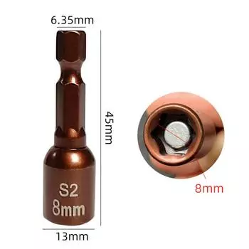 8Mm Magnetic Nut Screwdriver Socket Bit Hex Shank Driver Adapter Socket Wrench Electric Screwdrivers Pneumatic Dril ярко-розовый