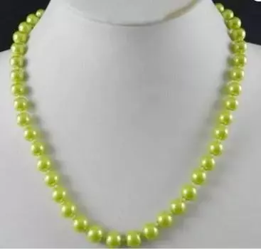 Ожерелье из жемчуга южного моря оливково-зеленого цвета 8 мм, длина 18 дюймов