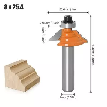 8mm Shank Convex Door Bucket Line Knife Lace Carving Milling Cutter Line Knife Cabinet Door Panel Carpentry Carving Knife Gong Cutter Convex round door Douhong 8X25.4