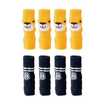 8pcs/2set Bear Pattern Dogs Knitted Knee Pads Cartoon Pet Leg Protector For Cats Puppy Dogs S