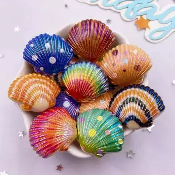8 шт. AB смолы красочные фигурки из ракушек-цветов с плоским дном кабошон камень скрапбукинг домашнее ремесло DIY изготовление ювелирных изделий аксессуары