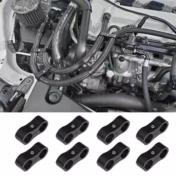 8pcs AN8 16MM Braided Hose Separator Clamp Fitting Adapter Bracket Black