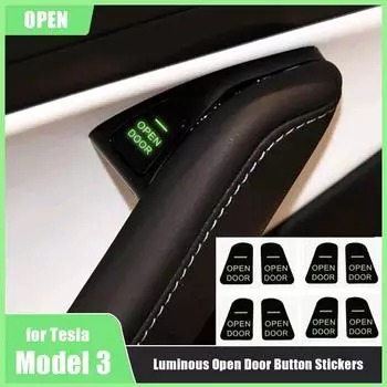 8pcs Car Open Door Button Luminous Stickers Armrest Window Lift Button Switch Decal Car Interior Accessories for Tesla Model 3 Y белый