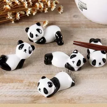 8pcs Ceramic Holder Chopsticks Creative Chinese Style Panda Rest Shape Chopstick Stand Kitchen Gadgets and Accessories Tableware