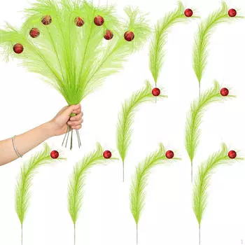 8Pcs Christmas Artificial Grass, Greenery Plants ,Crafts, Ornament Faux Grass