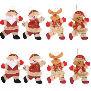 8pcs Christmas Hanging Ornaments Santa Claus Snowman Doll Christmas Tree Decor Gift