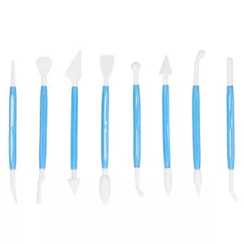 8Pcs DIY Fondant Tool Cake Pastry Carving Cutter Chocolate Decorating Mold Set for BakeryBlue