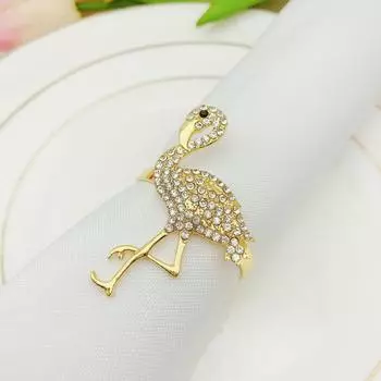 8pcs/lot Flamingo Napkin Ring Buckle, Diamond Napkin Ring, Western Meal Cloth Ring, Meal Party, Desktop Decoration, Hot