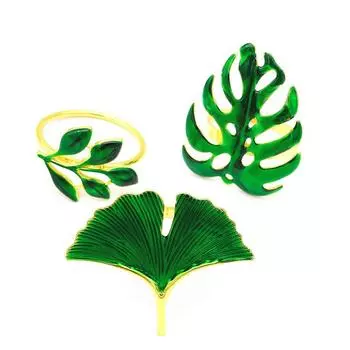 8pcs/lot Green Turtle Leaf Napkin Ring Leaf Napkin Buckle Ginkgo Leaf Napkin Ring Slip Ring wedding table decoration