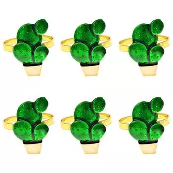 8pcs/lot New Napkin Ring Summer Green Cactus Napkin Buckle Bonsai Alloy Napkin Ring napkin rings for weddings