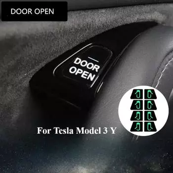 8 шт. светящиеся наклейки на кнопку открытия двери автомобиля для Tesla Model 3 Y напоминание об открытой двери наклейка на подлокотник кнопка подъема окна переключатель