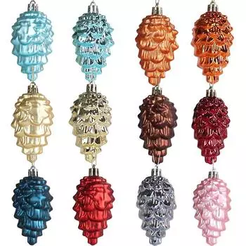 8pcs Plastic Pine Cone Christmas Tree Pendant Christmas Decoration Pendant Glossy Matte Christmas Ball 8pcs синий
