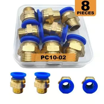 8pcs pneumatic quick connector, PC air pipe connector, pneumatic quick connector