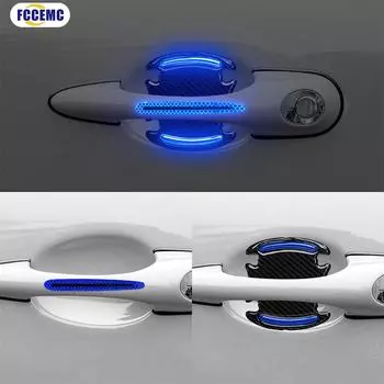 8pcs/Set 3D Car Reflective Sticker Tape Reflector Fender Warning Bumper Strip Door Handle Bowl Cover Auto Exterior Accessories синий