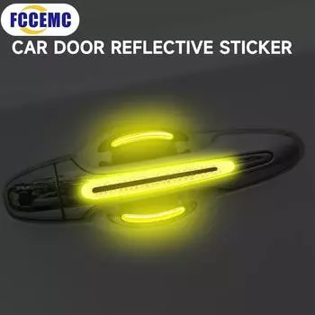8Pcs/Set 3D Car Reflective Sticker Tape Reflector Door Handle Bowl Cover Fender Warning Bumper Strip Car Exterior Accessories жёлтый